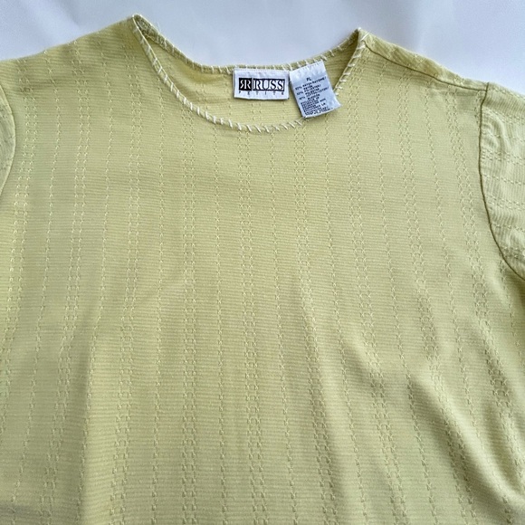 Vintage Russ Pointelle Top Petite Large Chartreuse Nice Details Rayon Cotton - Picture 4 of 10